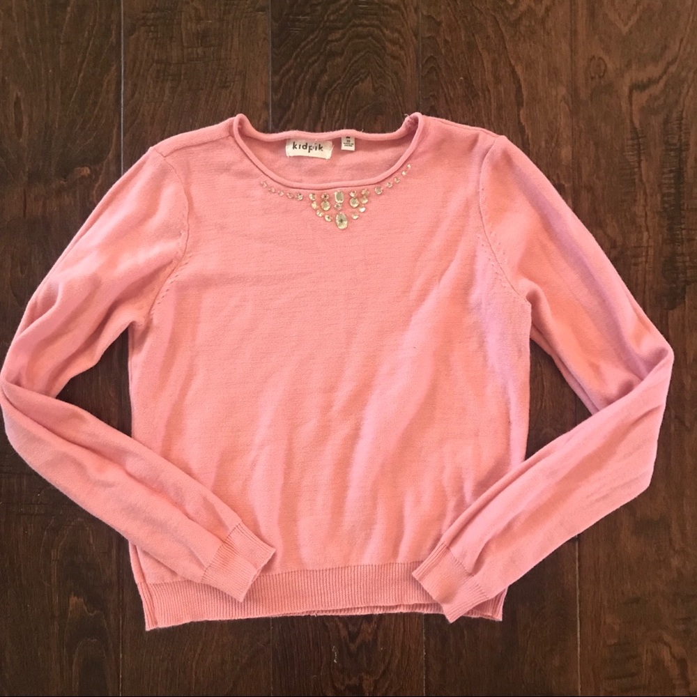 Pink jeweled girls sweater